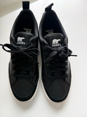 Sorel Black Lace-Up Sneakers with White Logo